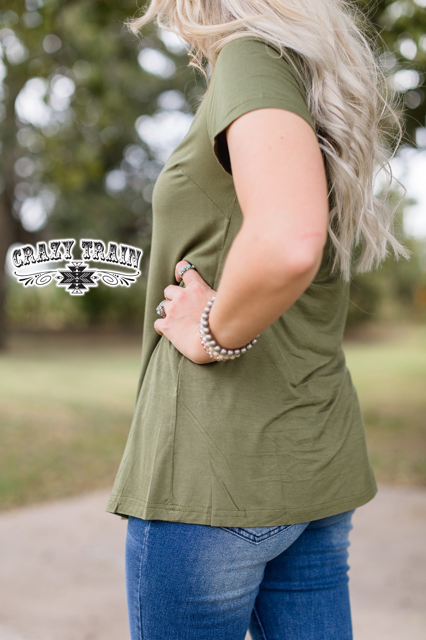 Small Forever Fave Basic Olive Vneck Tee Shirt