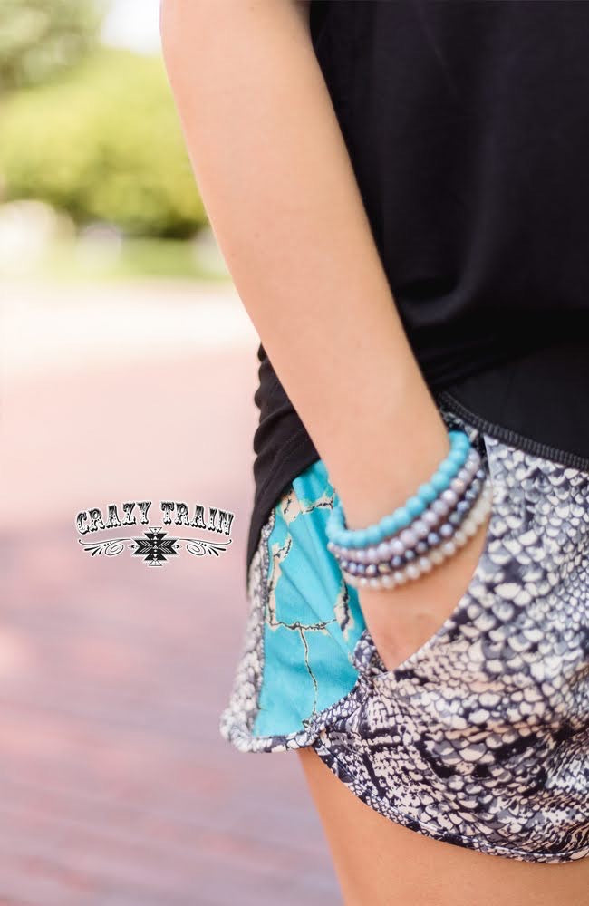 Small Snakeskin & Turquoise Shorts