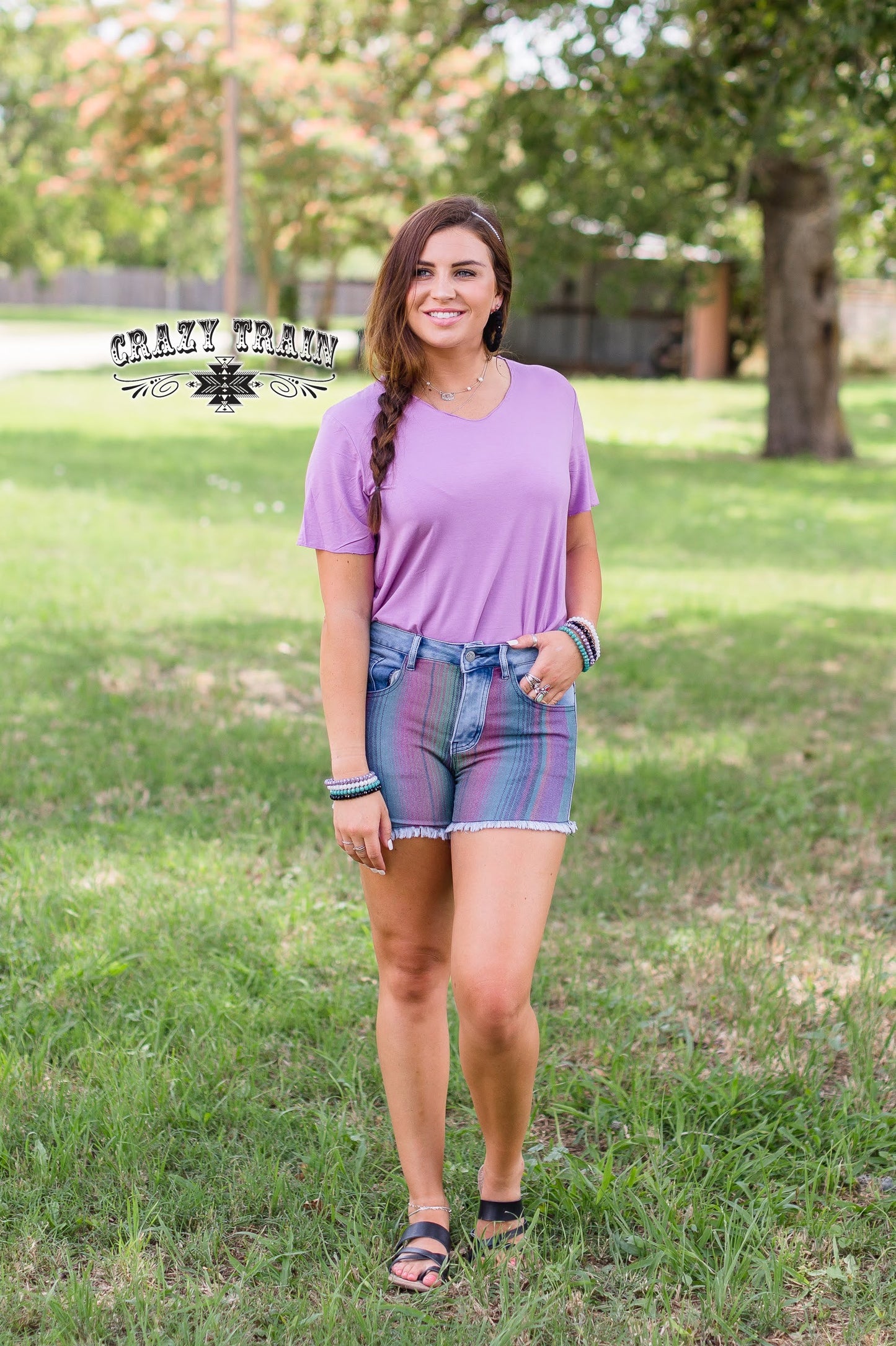 Medium Serape Infusion Denim Shorts