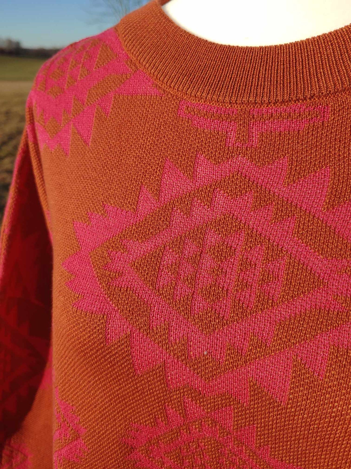 NOT MY FIRST RODEO Western Aztec Crop Knit Top
