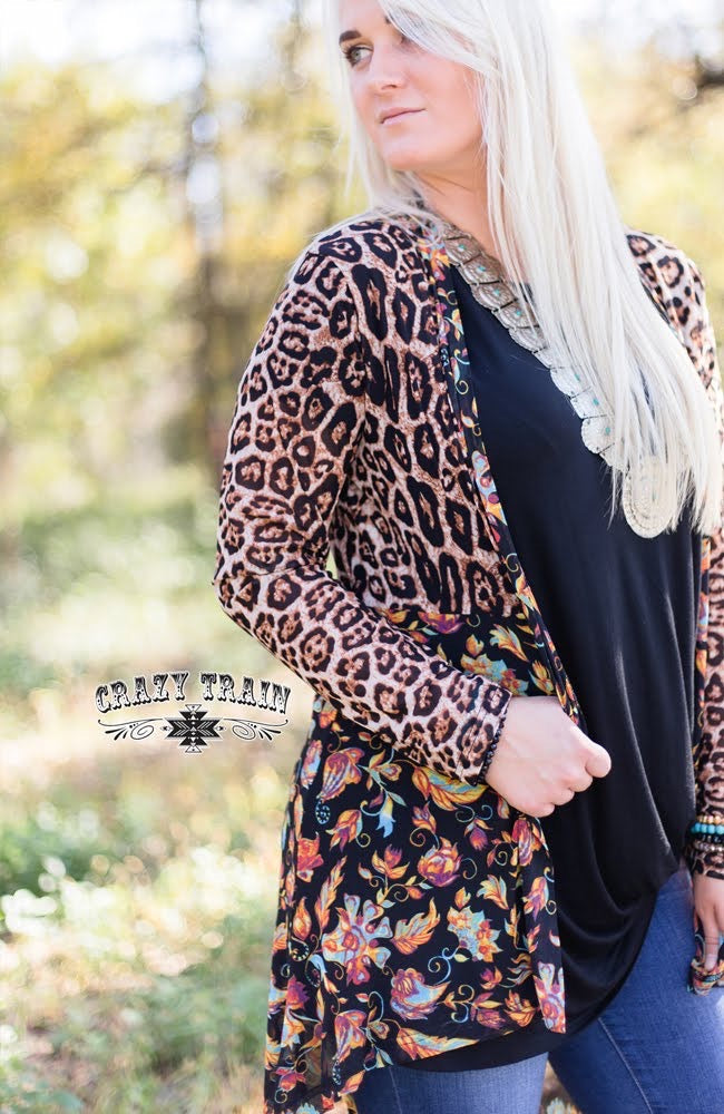 Small Pasadena Paisley Cheetah Floral Sheer Kimono