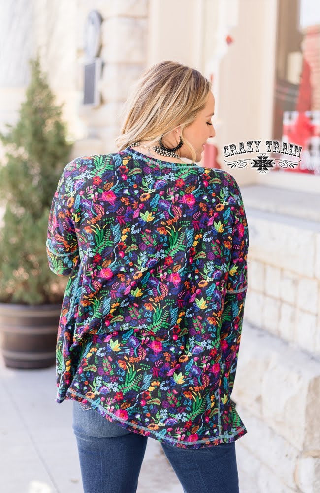 Small, Medium & Large Beaumont Blossoms Reversible Floral/Stripe Cardigan