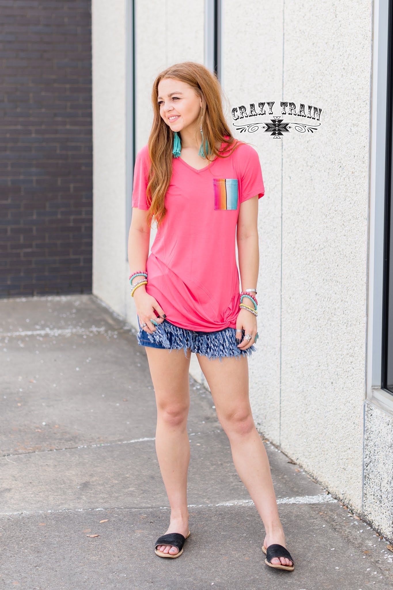 Small Coral Corral Serape Pocket Tee