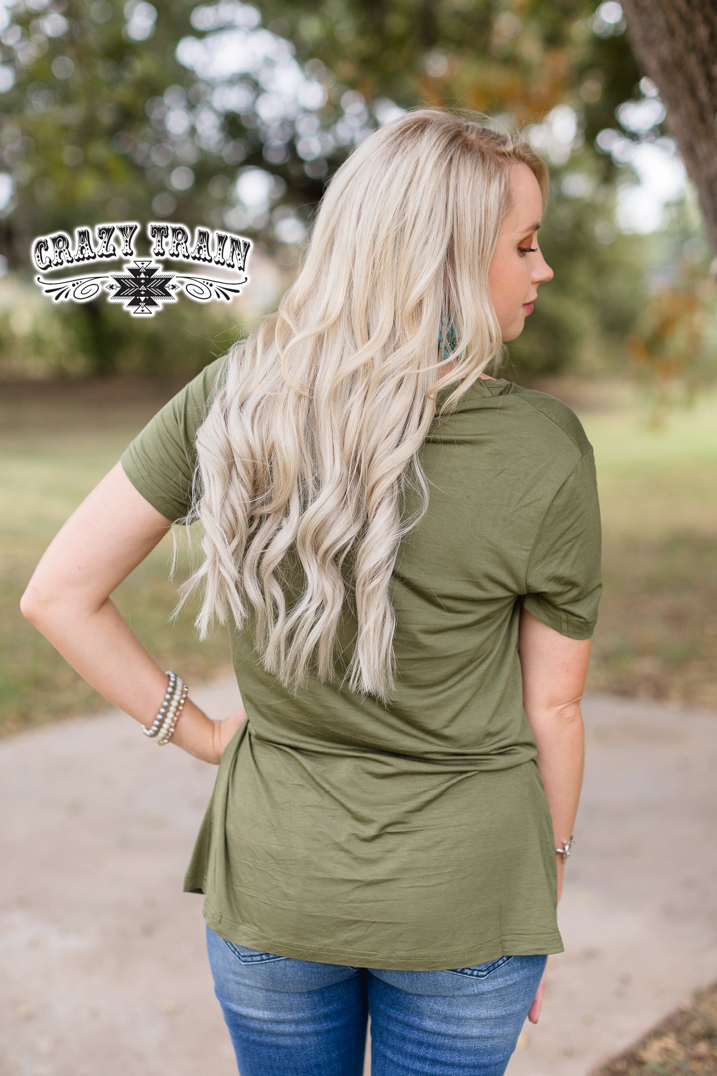 Small Forever Fave Basic Olive Vneck Tee Shirt