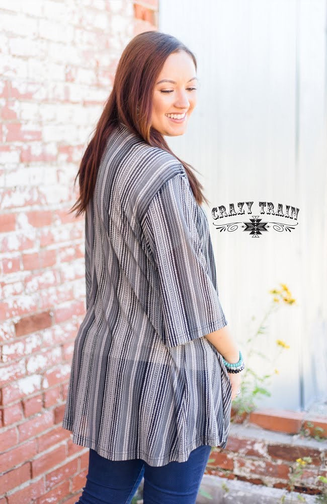 One Size Beaumont Black Serape Sheer Kimono