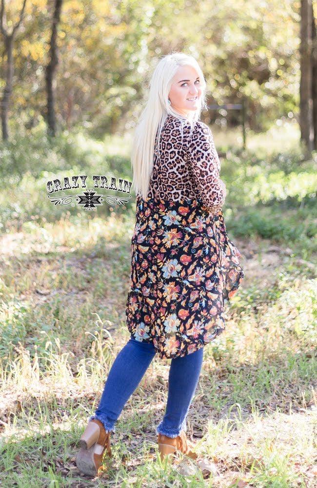 Small Pasadena Paisley Cheetah Floral Sheer Kimono