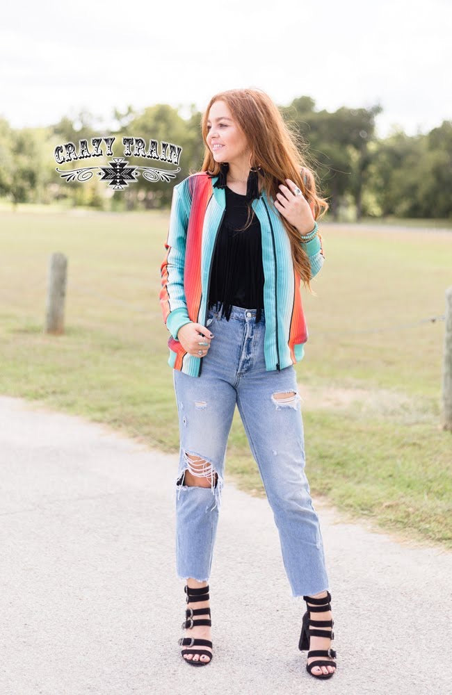 Medium Back Road Bomber Serape Jacket