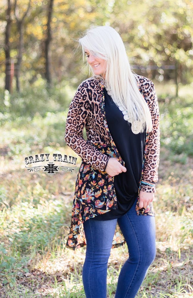 Small Pasadena Paisley Cheetah Floral Sheer Kimono