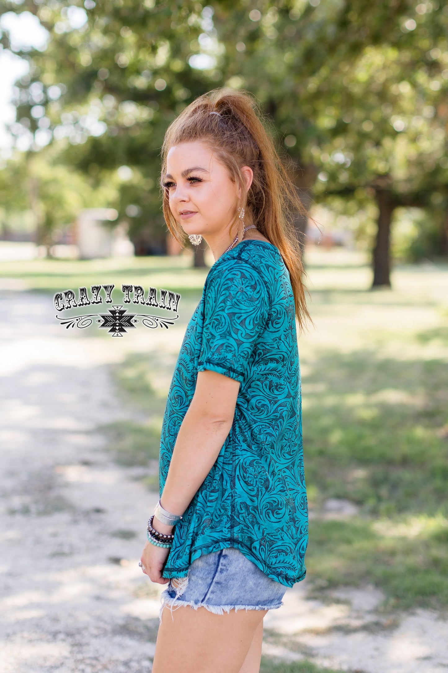 Small Howdy Honey Reversible Cowprint & Leather Tee