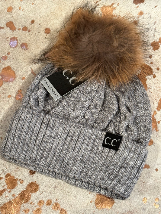 CC Custom Beanie- Exclusive Black Label Ribbed Cuff Fur Pom