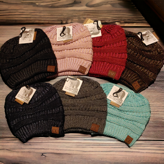 CC Custom Beanie - Metallic Ponytail