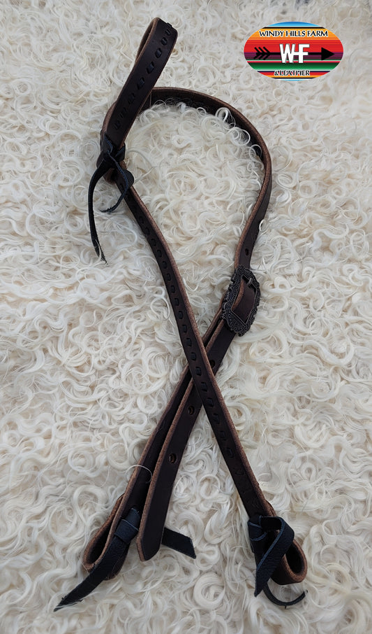 Single ear headstall, Black buckstitch