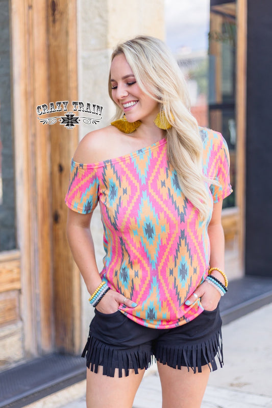 Small Off the Shoulder Aztec Tee