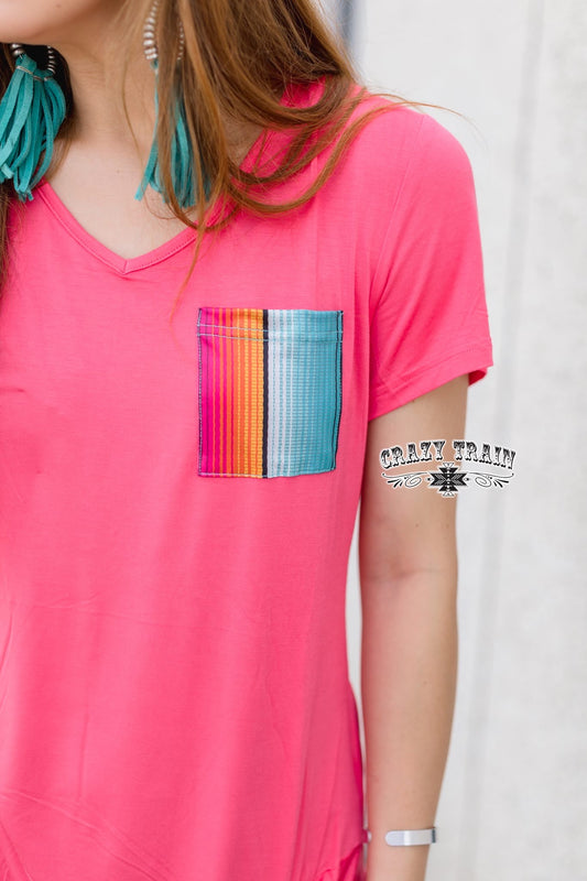 Small Coral Corral Serape Pocket Tee